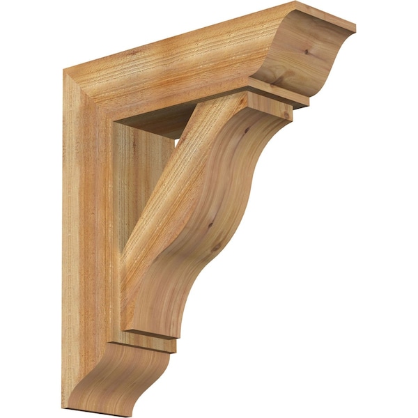Ekena Millwork Funston Traditional Rough Sawn Bracket w/ Offset Brace, Western Red Cedar, 8"W x 26"D x 30"H BKT0806X26X30FST01RWR - main
